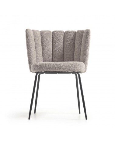 Aniela chair in grey shearling and metal with black finish