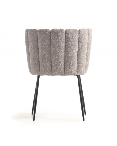 Aniela chair in grey shearling and metal with black finish