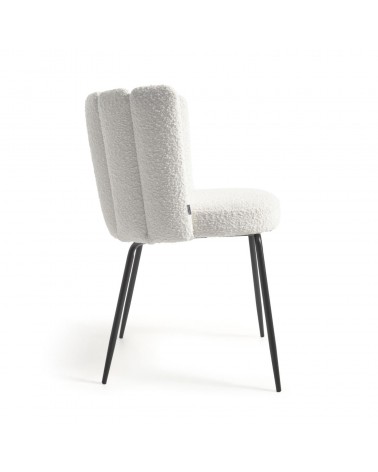 Aniela chair with white fleece and metal with black finish