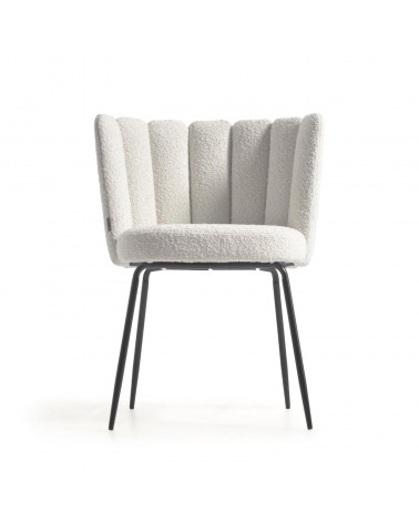 Aniela chair with white fleece and metal with black finish