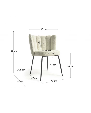 Aniela chair with white fleece and metal with black finish