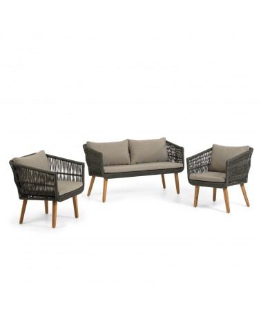 Inti 2 seater sofa with 2 green cord armchairs, 100% FSC