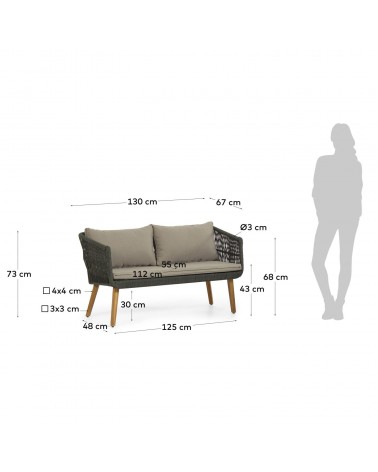 Inti 2 seater sofa with 2 green cord armchairs, 100% FSC