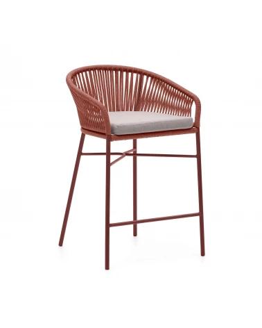 Yanet stool made from terracotta cord and galvanised steel, height 65 cm