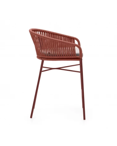 Yanet stool made from terracotta cord and galvanised steel, height 65 cm