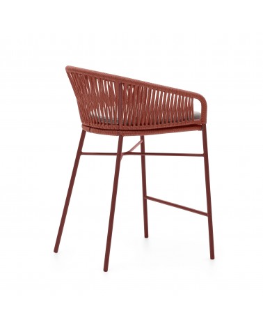 Yanet stool made from terracotta cord and galvanised steel, height 65 cm