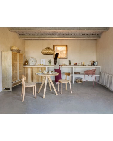 Yanet stool made from terracotta cord and galvanised steel, height 65 cm
