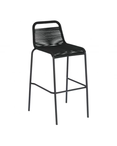 Lambton stool in black rope and black finish steel 74 cm