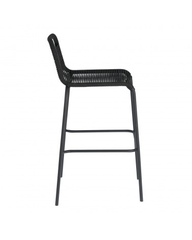 Lambton stool in black rope and black finish steel 74 cm