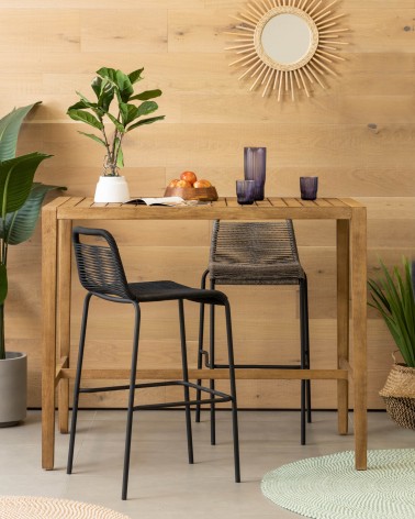 Lambton stool in black rope and black finish steel 74 cm