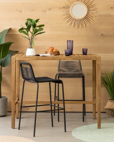 Lambton stool in black rope and black finish steel 74 cm