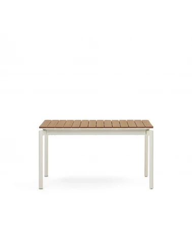 Canyelles extendable outdoor table, plastic lumber and matte white aluminium, 140 (200) x