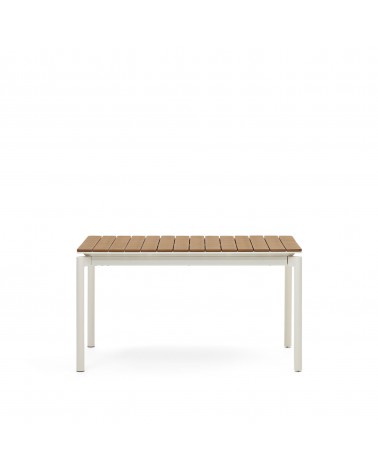 Canyelles extendable outdoor table, plastic lumber and matte white aluminium, 140 (200) x
