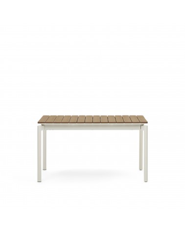 Canyelles extendable outdoor table, plastic lumber and matte white aluminium, 140 (200) x