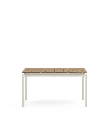 Canyelles extendable outdoor table, plastic lumber and matte white aluminium, 140 (200) x