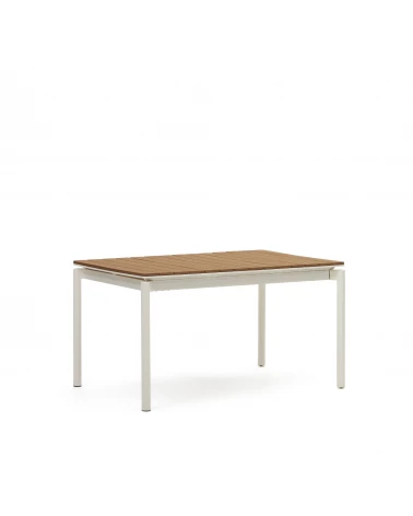Canyelles extendable outdoor table, plastic lumber and matte white aluminium, 140 (200) x