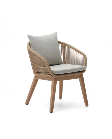 Portalo chair in beige cord with solid acacia wood legs, 100% FSC