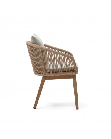 Portalo chair in beige cord with solid acacia wood legs, 100% FSC