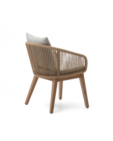 Portalo chair in beige cord with solid acacia wood legs, 100% FSC