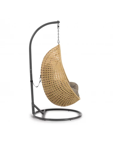 Cira hanging armchair with dark grey base with natural finish