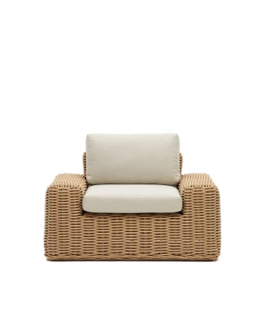 Portlligat faux rattan outdoor chair in a natural finish