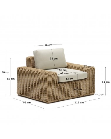 Portlligat faux rattan outdoor chair in a natural finish