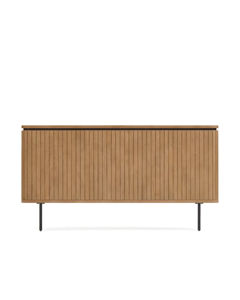 Licia solid mango wood and metal headboard with a black finish, for 180 cm beds