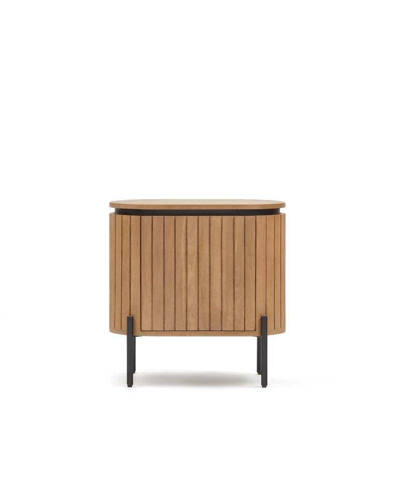 Licia mango wood bedside table with 1 drawer, with a natural finish and metal, 55 x 55 cm