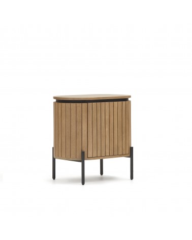 Licia mango wood bedside table with 1 drawer, with a natural finish and metal, 55 x 55 cm