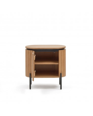Licia mango wood bedside table with 1 drawer, with a natural finish and metal, 55 x 55 cm