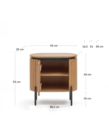 Licia mango wood bedside table with 1 drawer, with a natural finish and metal, 55 x 55 cm