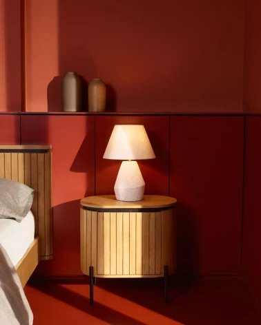 Licia mango wood bedside table with 1 drawer, with a natural finish and metal, 55 x 55 cm