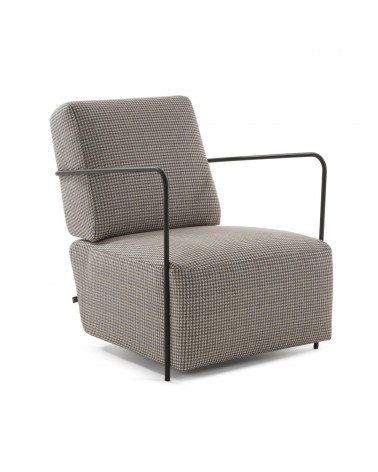 Gamer armchair in houndstooth pattern with steel in a black finish