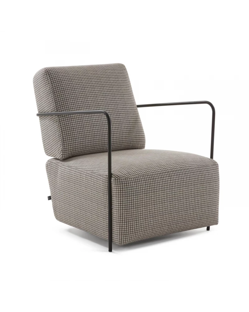Gamer armchair in houndstooth pattern with steel in a black finish