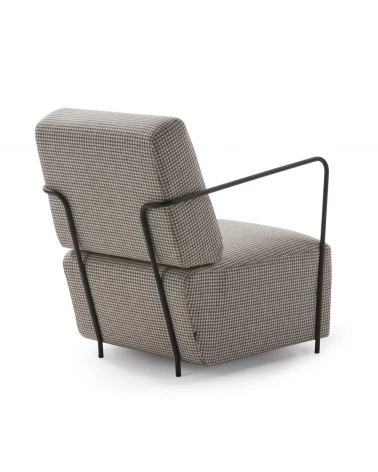 Gamer armchair in houndstooth pattern with steel in a black finish
