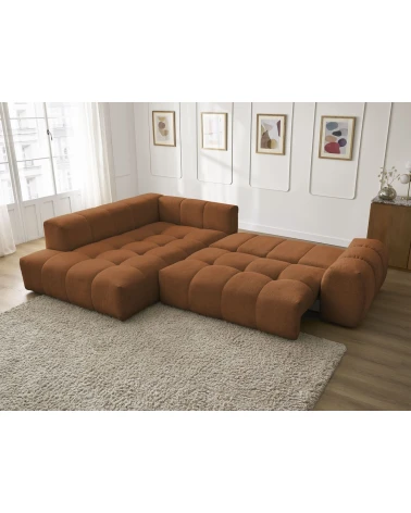 Rohová pohovka L EVEREST oranžová, ľavý roh – melírovaná látka