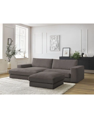 Rohová pohovka LEONARD hnedá, ľavý roh – menčester