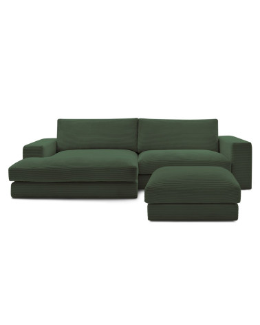 Rohová pohovka kompakt LEONARD tmavozelená, ľavý roh – menčester