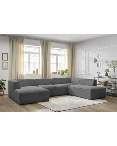 Panoramatická pohovka MEGEVE tmavosivá, ľavý roh – menčester
