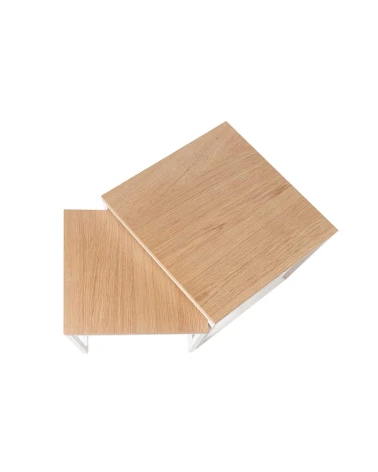 Set konferenčných stolíkov PIERO dub / biela – somcasa