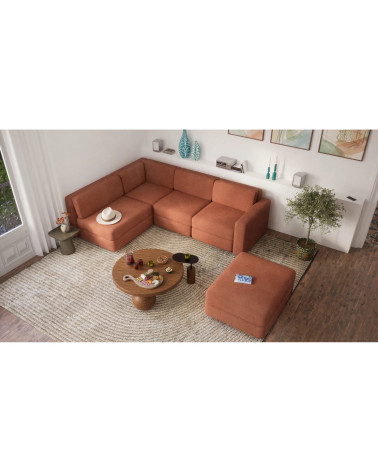 4-miestna rohová modulárna pohovka GRACIA terakota