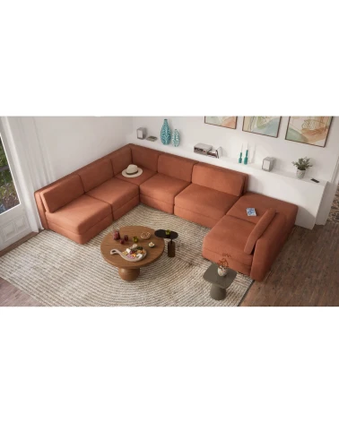 Modulárna pohovka GRACIA U-tvar 160×340×230 cm terakota
