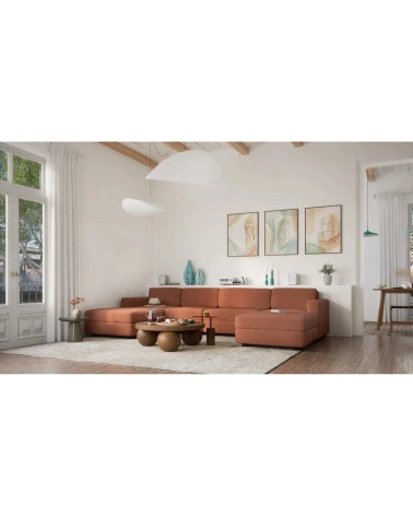 Modulárna pohovka GRACIA U-tvar 180×340×180 cm terakota