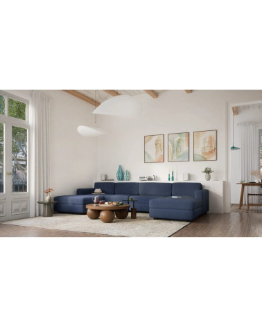 Modulárna pohovka GRACIA U-tvar 180×340×180 cm tmavomodrá
