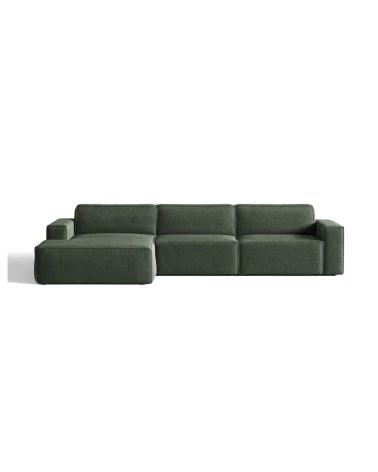 Rohová pohovka Jodie 4-miestna, tmavozelená, štruktúrovaná