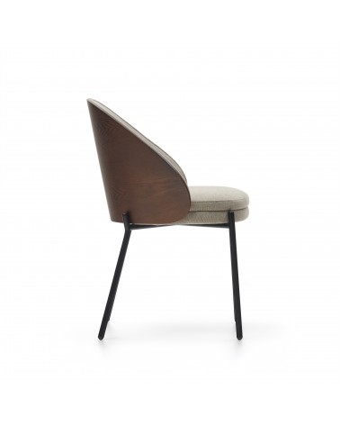 Eamy light brown chair in an ash wood veneer with a wenge finish and black metal