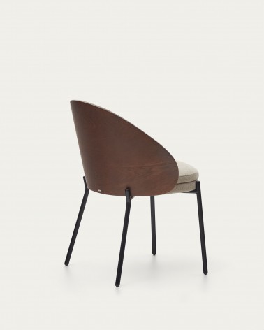 Eamy light brown chair in an ash wood veneer with a wenge finish and black metal