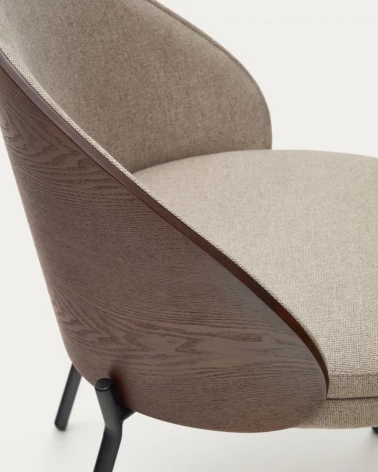 Eamy light brown chair in an ash wood veneer with a wenge finish and black metal