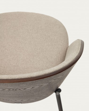 Eamy light brown chair in an ash wood veneer with a wenge finish and black metal