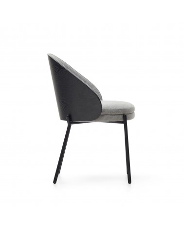Eamy light grey chair in an ash wood veneer with a black finish and black metal